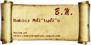 Babicz Mátyás névjegykártya