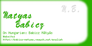 matyas babicz business card